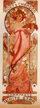  stern - Moet und Chandon White Star 1899 Tschechisch Jugendstil Alphonse Mucha